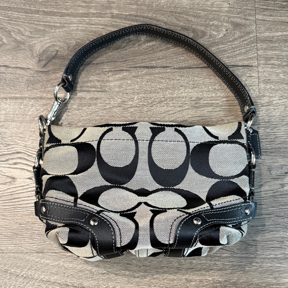 Coach vintage mini hobo satchel black and gray with silver accents